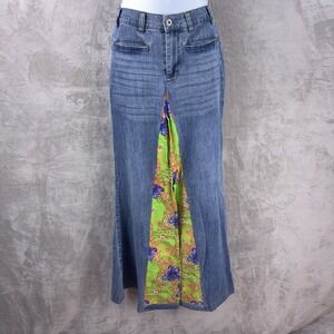 I.AM.GIA Parisa Hawaiian Maxi Skirt Womens Size XXS Blue High Rise Front Slit